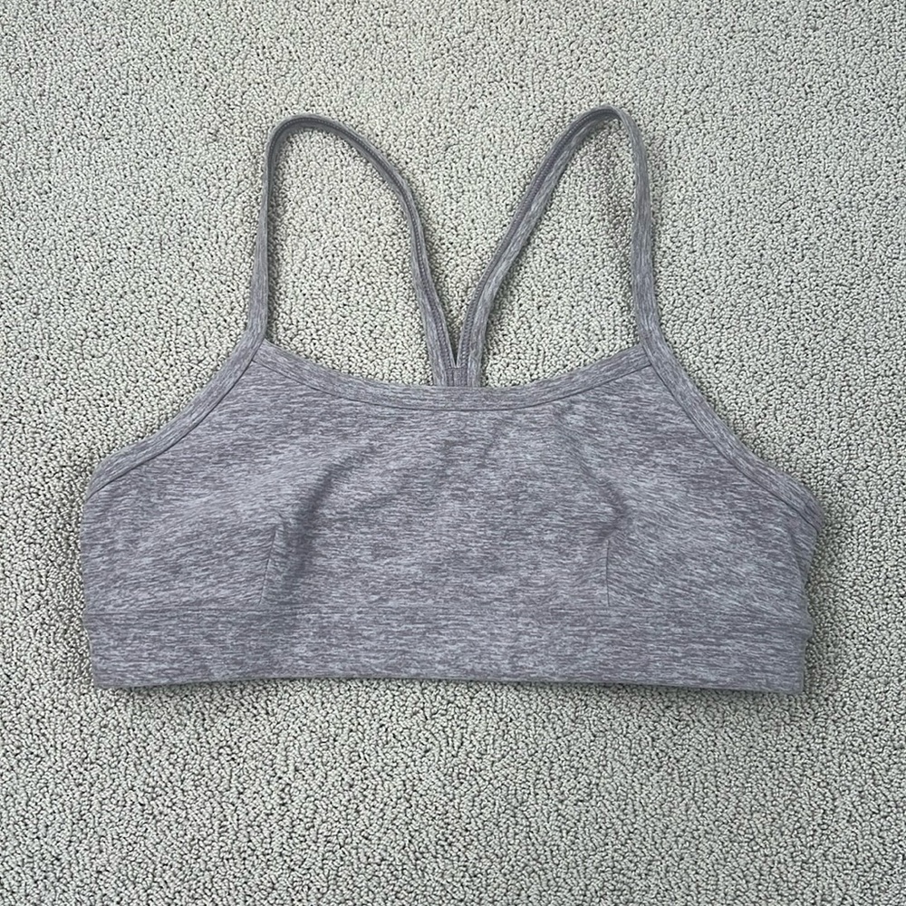 Alo Yoga Sports Bra Heather Gray Strappy Razor Back Womens Size Small Yoga Bra
